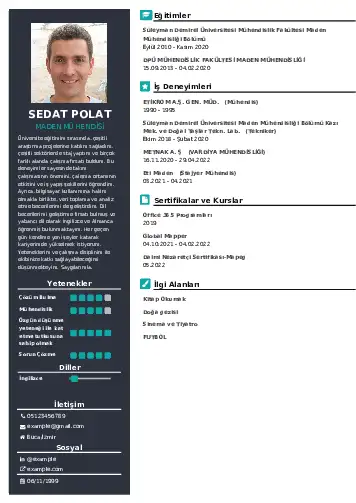 Maden Mühendisi Cv Örnekleri cv indir